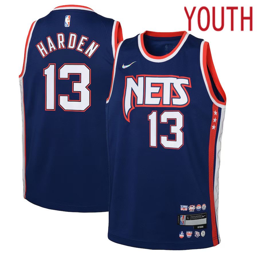 Youth Brooklyn Nets #13 James Harden Nike Navy City Edition Swingman NBA Jersey